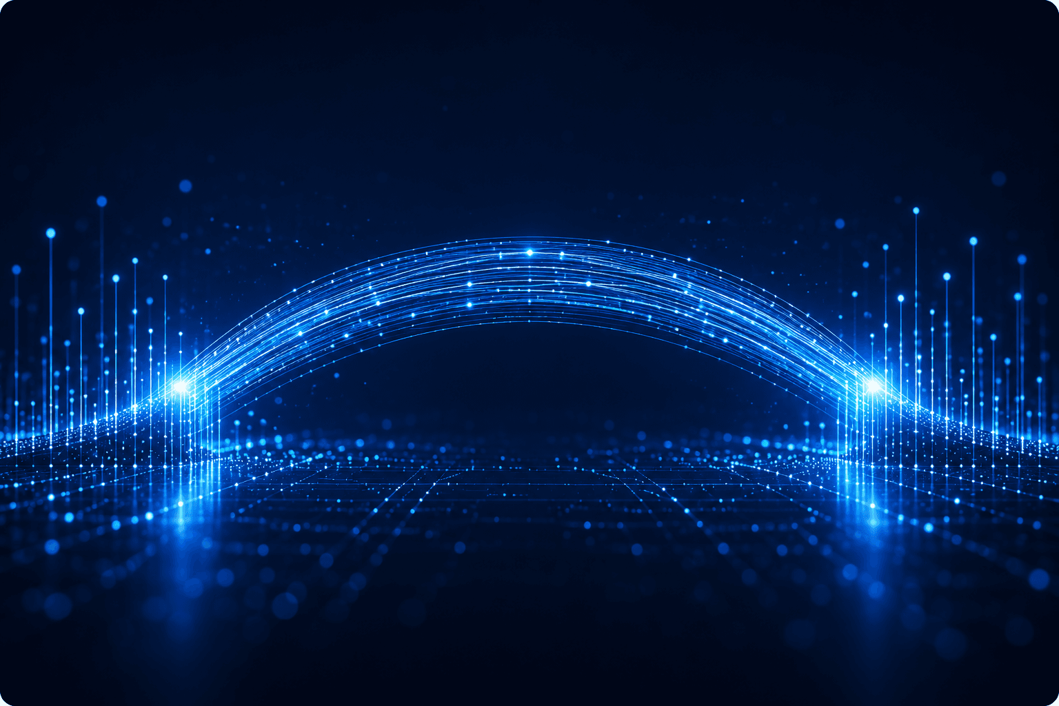 Abstract digital bridge representing trusted technology partnership